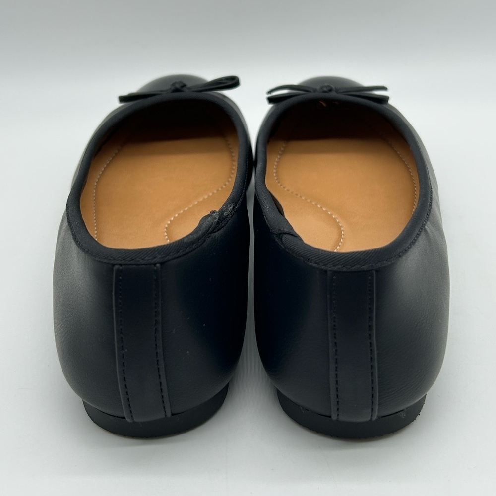 Moxy Black Vegan Ballet Flats Bow Detail | Women’s Size 9 | New With Box - Picture 7 of 12
